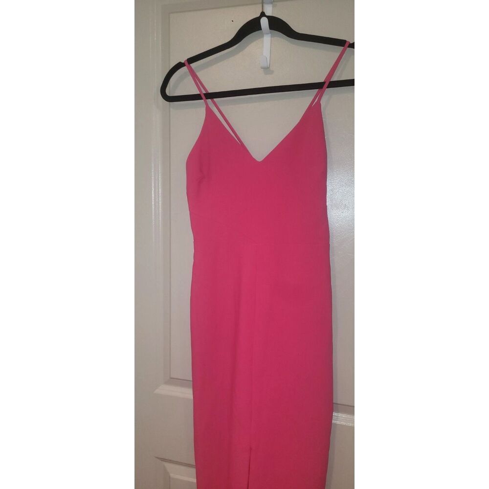 Likely Hot Pink Maxi Dress Size 2 V Neck Spaghetti Strap Formal - Picture 2 of 8